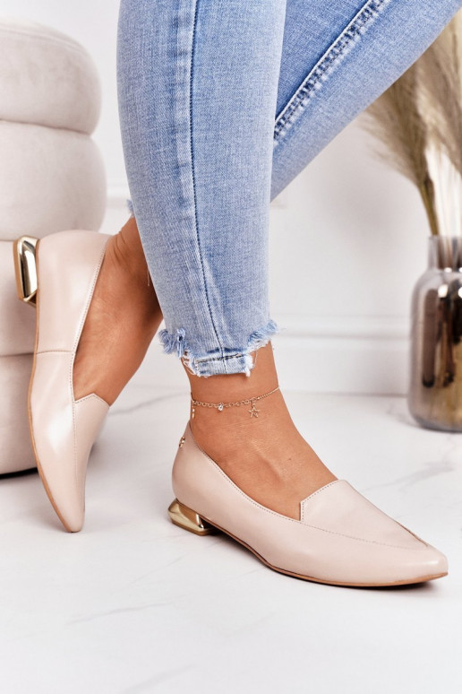 Mocassins com salto dourado Laura Messi 2013 bege Mocassins com salto dourado Laura Messi 2013 bege