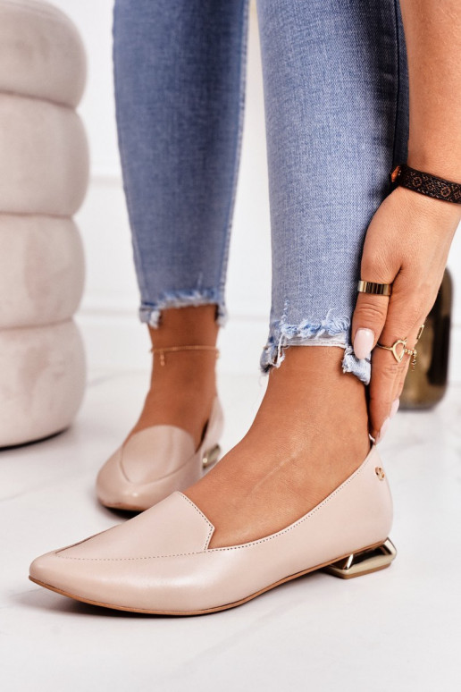 Mocassins com salto dourado Laura Messi 2013 bege Mocassins com salto dourado Laura Messi 2013 bege