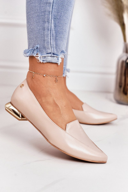 Mocassins com salto dourado Laura Messi 2013 bege Mocassins com salto dourado Laura Messi 2013 bege