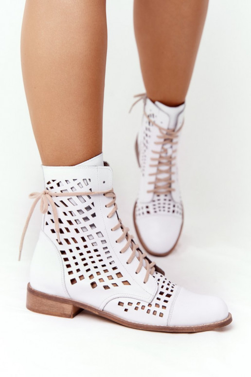 Zazoo 2627 com elementos abertos Pele Botas cor branca Zazoo 2627 com elementos abertos Pele Botas cor branca