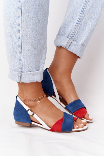 Sandálias femininas Tem que serciejka 04614-17 azuis-cor vermelha