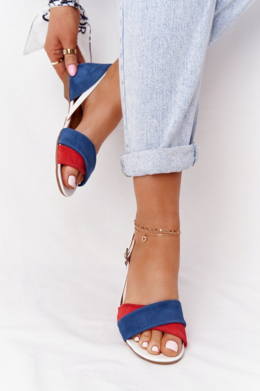 Sandálias femininas Tem que serciejka 04614-17 azuis-cor vermelha Sandálias femininas Tem que serciejka 04614-17 azuis-cor vermelha