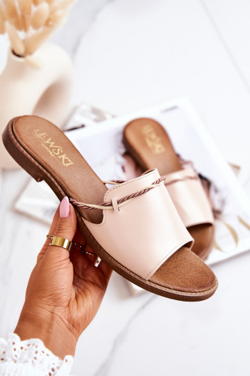 Chinelos de couro LeParaski Shoes 3047 bege