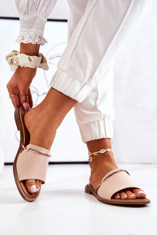 Chinelos de couro LeParaski Shoes 3047 bege Chinelos de couro LeParaski Shoes 3047 bege