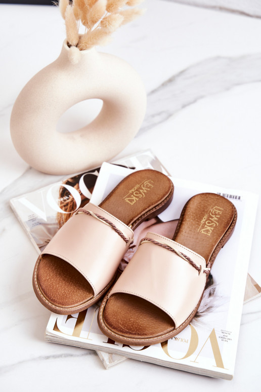 Chinelos de couro LeParaski Shoes 3047 bege Chinelos de couro LeParaski Shoes 3047 bege