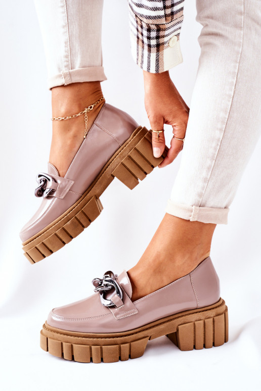 Feminino sapato Mocassins Pele cor capuccino Laura Messi 2339 Feminino sapato Mocassins Pele cor capuccino Laura Messi 2339