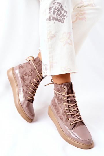 Estilo esportivo Pele sapato LeParaski 3034 bege com camuflagem