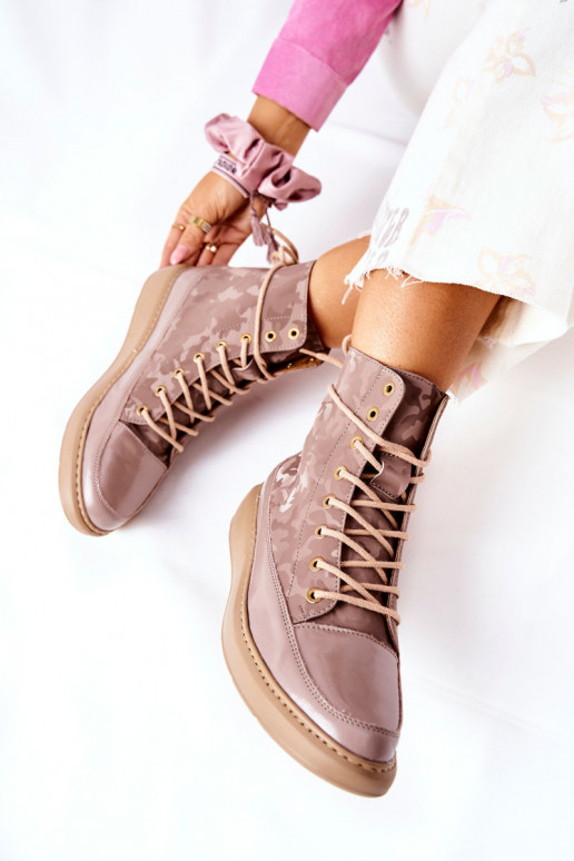 Estilo esportivo Pele sapato LeParaski 3034 bege com camuflagem Estilo esportivo Pele sapato LeParaski 3034 bege com camuflagem