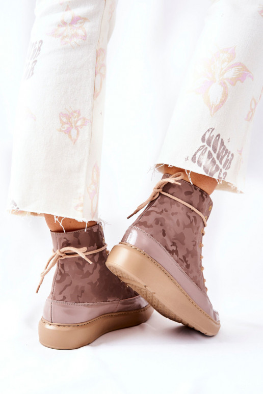 Estilo esportivo Pele sapato LeParaski 3034 bege com camuflagem Estilo esportivo Pele sapato LeParaski 3034 bege com camuflagem