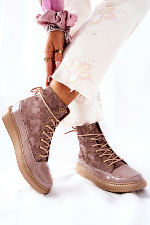 Estilo esportivo Pele sapato LeParaski 3034 bege com camuflagem Estilo esportivo Pele sapato LeParaski 3034 bege com camuflagem