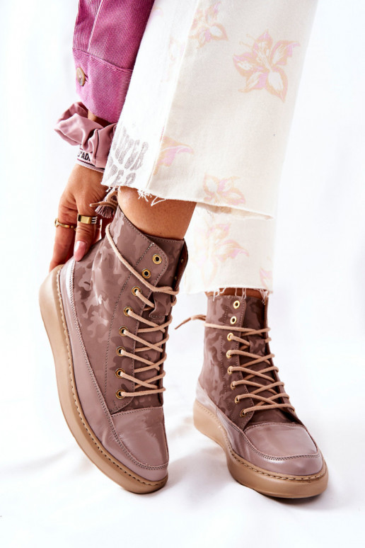 Estilo esportivo Pele sapato LeParaski 3034 bege com camuflagem Estilo esportivo Pele sapato LeParaski 3034 bege com camuflagem