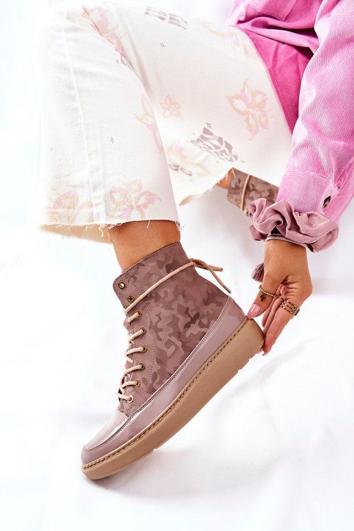 Estilo esportivo Pele sapato LeParaski 3034 bege com camuflagem Estilo esportivo Pele sapato LeParaski 3034 bege com camuflagem