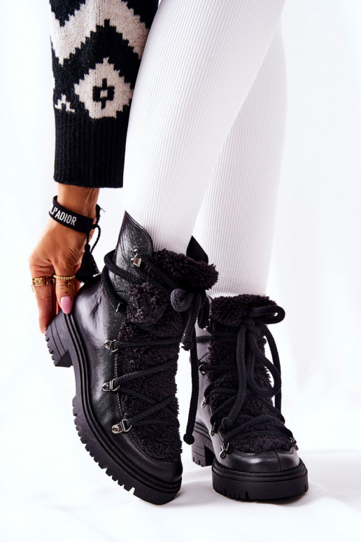 Pele Botas sapato com alças LeParaski cor preta 3116