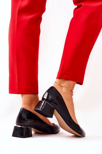 Pele com imitação de pele de cobra Sapato LeParaski 3118 cor preta 2