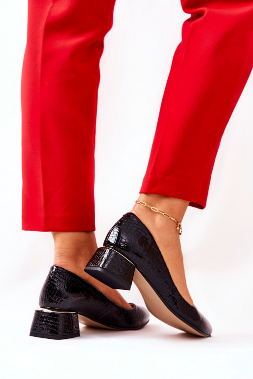 Pele com imitação de pele de cobra Sapato LeParaski 3118 cor preta Pele com imitação de pele de cobra Sapato LeParaski 3118 cor preta