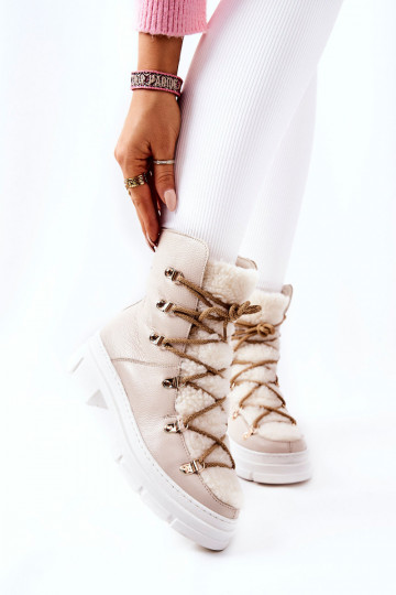 aquecimento Pele Botas sapato cor de marfim Nerisso