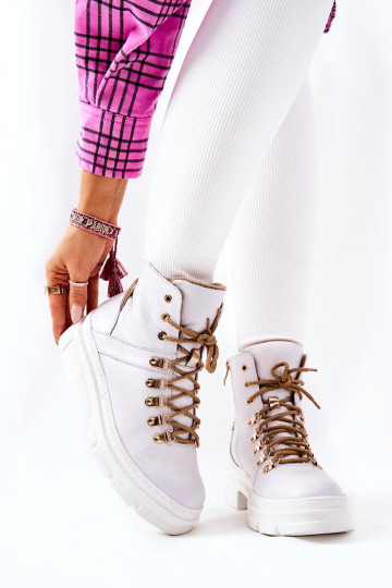 Pele aquecimento Botas Branco-bege Brescia