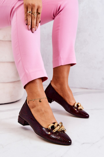 Pele com efeito verniz com imitação de pele de cobra Sapato Borgonha Elissabeth