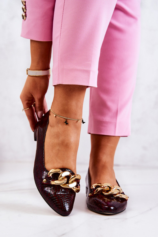 Pele com efeito verniz com imitação de pele de cobra Sapato Borgonha Elissabeth Pele com efeito verniz com imitação de pele de cobra Sapato Borgonha Elissabeth