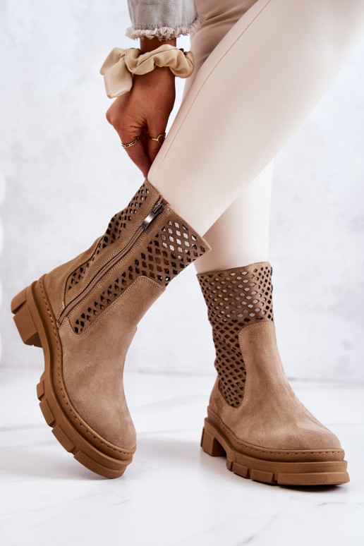 Pele Botins de trabalho Nicole cor marrom 2711 Pele Botins de trabalho Nicole cor marrom 2711