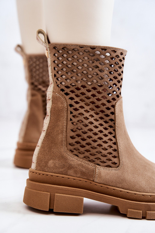 Pele Botins de trabalho Nicole cor marrom 2711 Pele Botins de trabalho Nicole cor marrom 2711