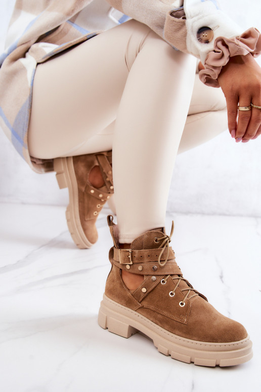 de camurça Feminino Botas Com recortes cor marrom Everly