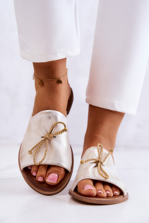 Zazoo 2659 Chinelos de couro Feminino Branco-cor dourada Zazoo 2659 Chinelos de couro Feminino Branco-cor dourada