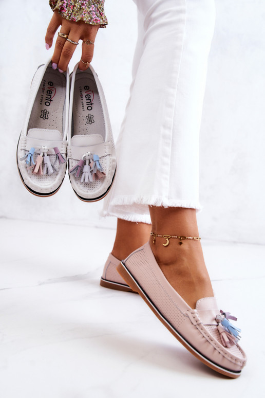 Pele mocassins femininos com franjas cor rosa Laressa Pele mocassins femininos com franjas cor rosa Laressa