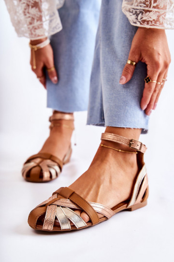 Pele Sandálias femininas Tem que serciejka 01924-32 ouro-cor marrom 2