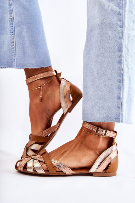 Pele Sandálias femininas Tem que serciejka 01924-32 ouro-cor marrom Pele Sandálias femininas Tem que serciejka 01924-32 ouro-cor marrom