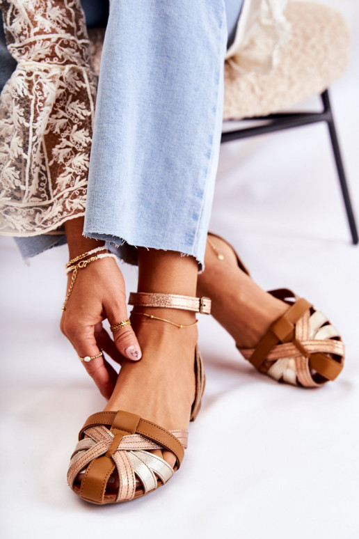 Pele Sandálias femininas Tem que serciejka 01924-32 ouro-cor marrom Pele Sandálias femininas Tem que serciejka 01924-32 ouro-cor marrom