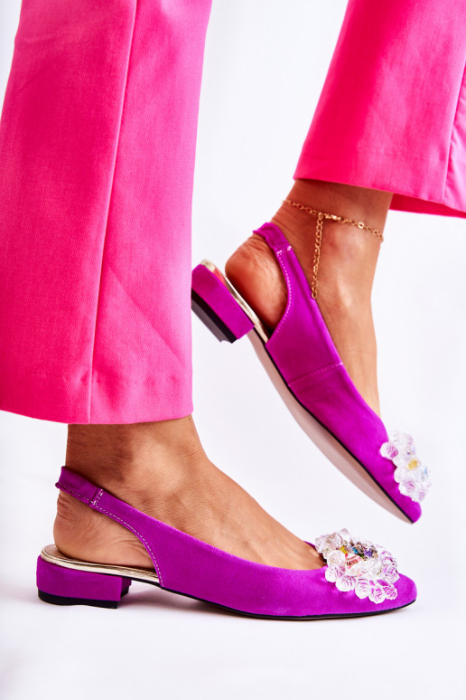 Sapatilhas de camurça com salto com enfeites Rosa escuro Elenie Sapatilhas de camurça com salto com enfeites Rosa escuro Elenie