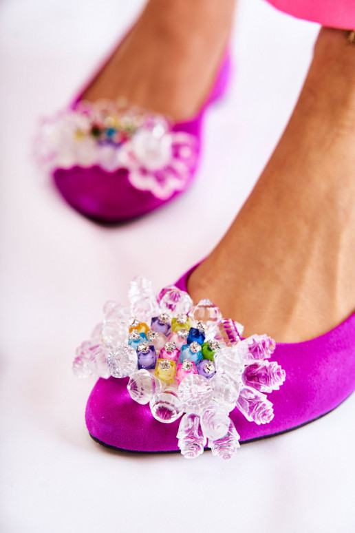 Sapatilhas de camurça com salto com enfeites Rosa escuro Elenie Sapatilhas de camurça com salto com enfeites Rosa escuro Elenie