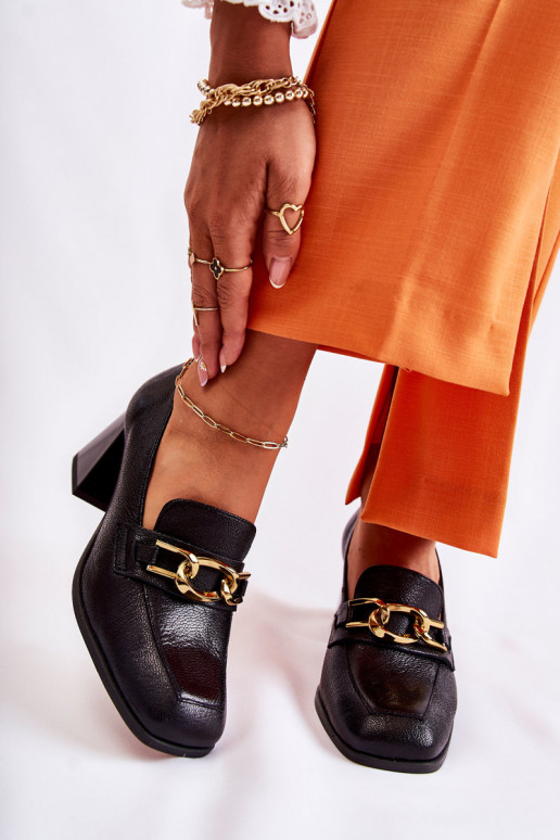 Pele Sapato com correntes Laura Messi 2515 cor preta Pele Sapato com correntes Laura Messi 2515 cor preta