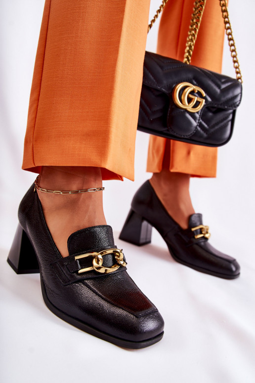 Pele Sapato com correntes Laura Messi 2515 cor preta Pele Sapato com correntes Laura Messi 2515 cor preta