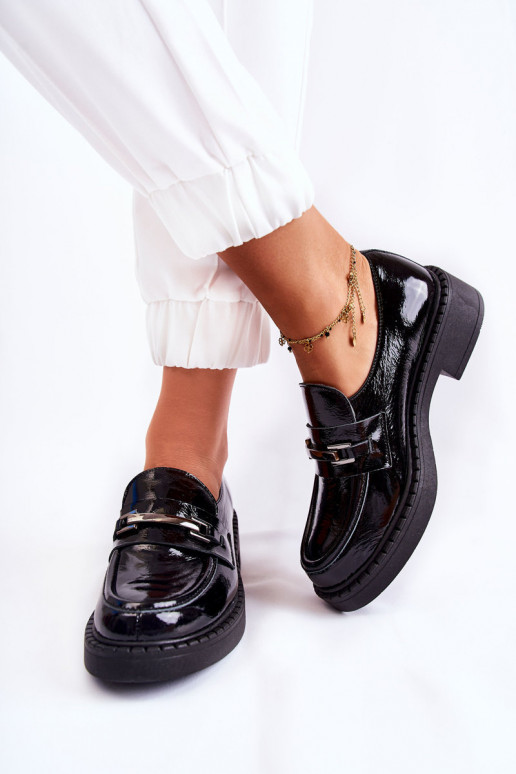 com efeito verniz sapato Com decoração prateada cor preta Lemar Hestill com efeito verniz sapato Com decoração prateada cor preta Lemar Hestill