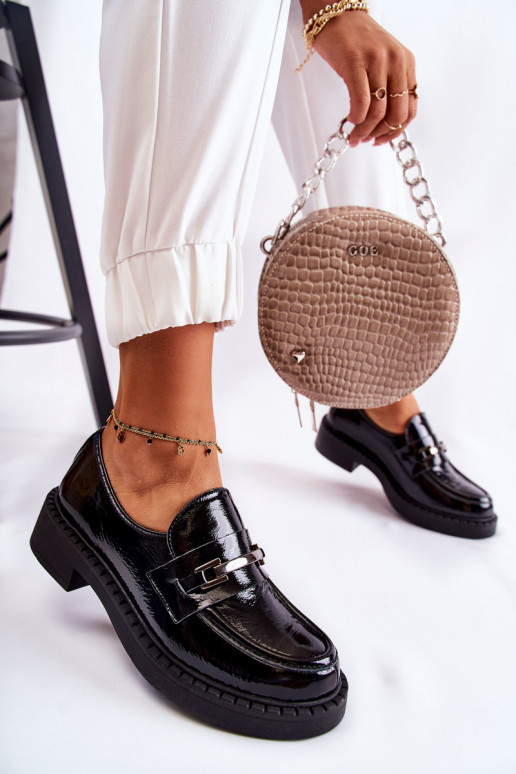 com efeito verniz sapato Com decoração prateada cor preta Lemar Hestill com efeito verniz sapato Com decoração prateada cor preta Lemar Hestill