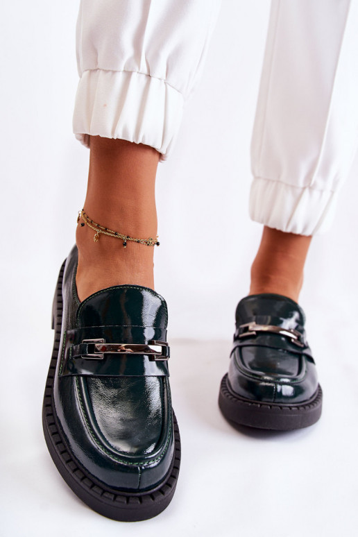 com efeito verniz sapato Com decoração prateada cor verde Lemar Hestill com efeito verniz sapato Com decoração prateada cor verde Lemar Hestill