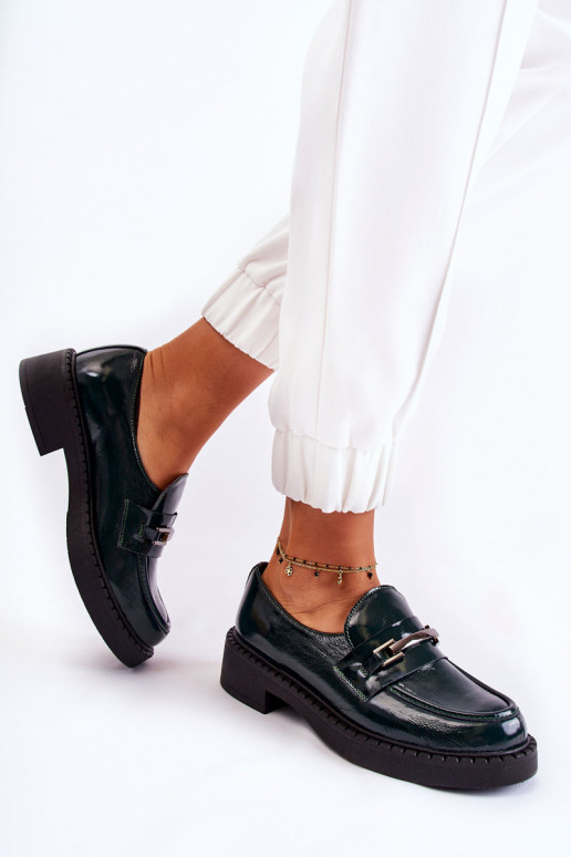 com efeito verniz sapato Com decoração prateada cor verde Lemar Hestill com efeito verniz sapato Com decoração prateada cor verde Lemar Hestill