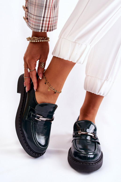 com efeito verniz sapato Com decoração prateada cor verde Lemar Hestill com efeito verniz sapato Com decoração prateada cor verde Lemar Hestill