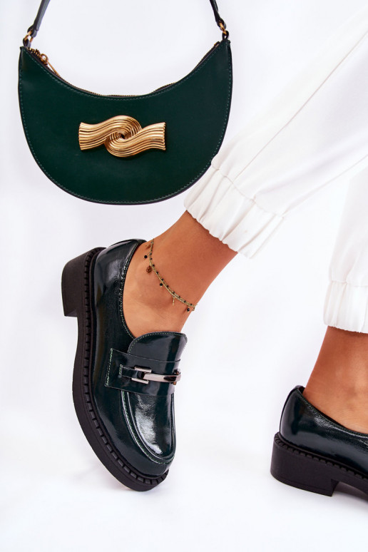 com efeito verniz sapato Com decoração prateada cor verde Lemar Hestill com efeito verniz sapato Com decoração prateada cor verde Lemar Hestill