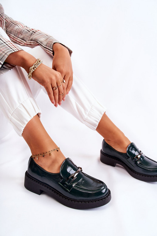 com efeito verniz sapato Com decoração prateada cor verde Lemar Hestill com efeito verniz sapato Com decoração prateada cor verde Lemar Hestill