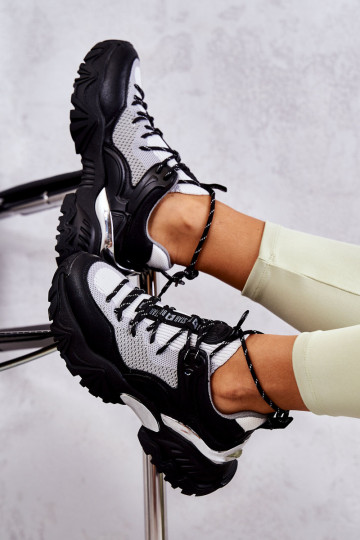 Feminino tênis Memory Foam System Big Star KK274053 Preto e-cor cinza 2