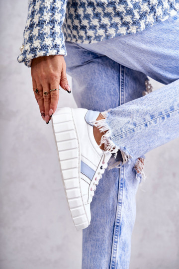 Feminino Pele tênis com alças Branco-cor azul Ariva 2