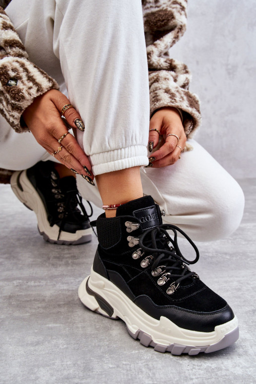 Feminino Alto tênis GOE KK2N4098 cor preta Feminino Alto tênis GOE KK2N4098 cor preta