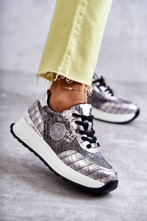 Feminino tênis Em uma cunha GOE KK2N4083 cor prata Feminino tênis Em uma cunha GOE KK2N4083 cor prata