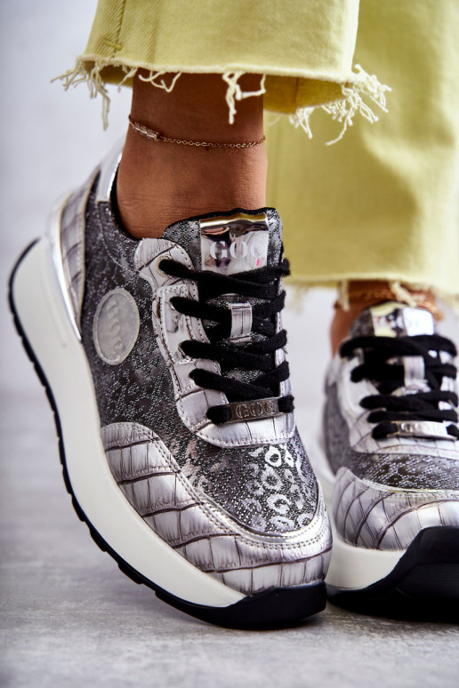 Feminino tênis Em uma cunha GOE KK2N4083 cor prata Feminino tênis Em uma cunha GOE KK2N4083 cor prata