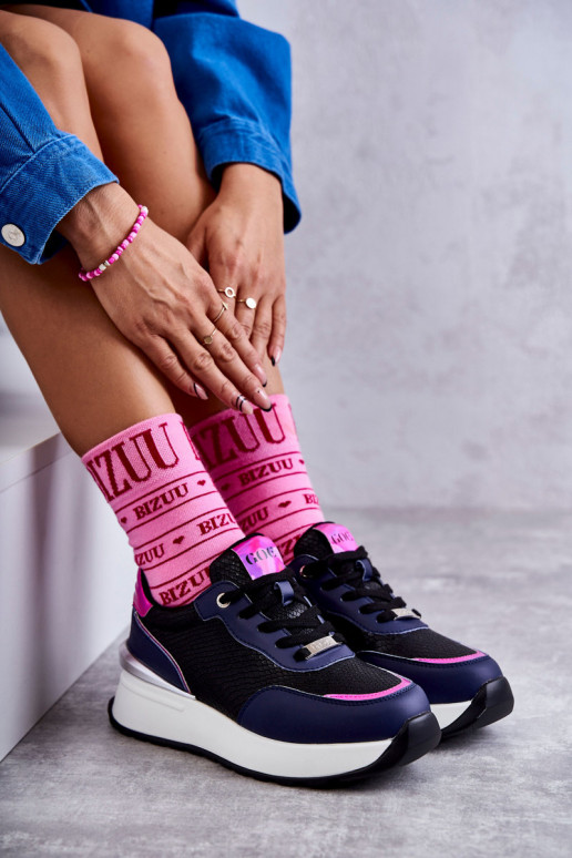 Feminino tênis Em uma cunha GOE KK2N4081 Preto e-azul escuro Feminino tênis Em uma cunha GOE KK2N4081 Preto e-azul escuro