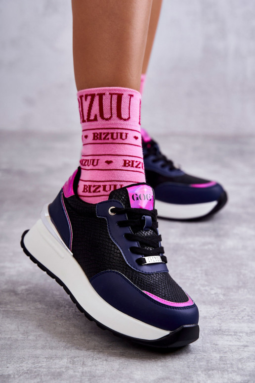 Feminino tênis Em uma cunha GOE KK2N4081 Preto e-azul escuro Feminino tênis Em uma cunha GOE KK2N4081 Preto e-azul escuro