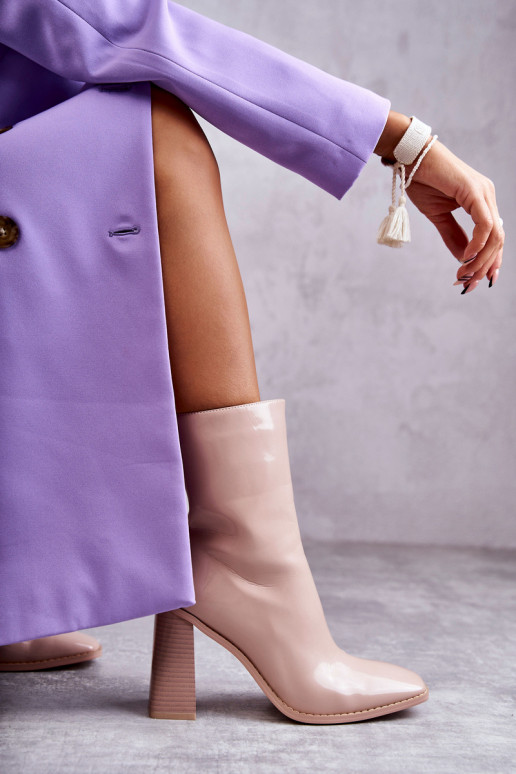 Feminino com efeito verniz Botas botas bege Tem que serrgit Feminino com efeito verniz Botas botas bege Tem que serrgit